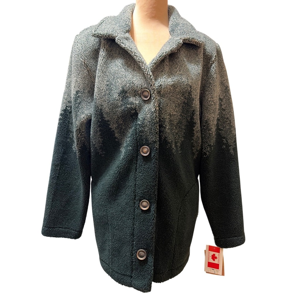 NWT County Clothing Co Green Sherpa Fleece Forest Jacket Women's M Cabin VTG